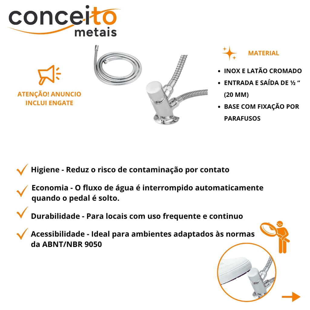 Acionador de pedal mecânico de torneira com engate - 13013: material e vantagens