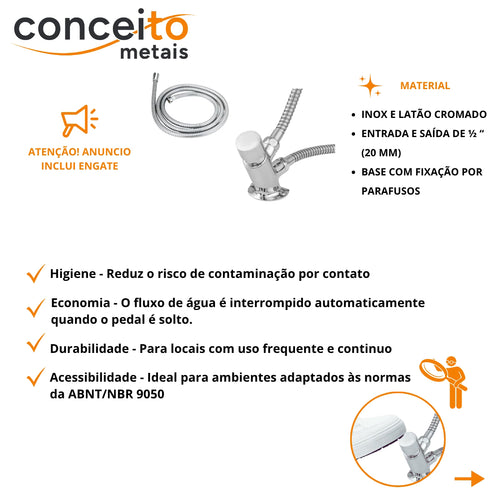 Acionador de pedal mecânico de torneira com engate - 13013: material e vantagens