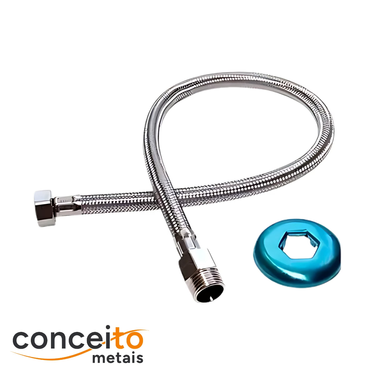 Mangueira engate flexível metal cromado 60cm ducha - 13015