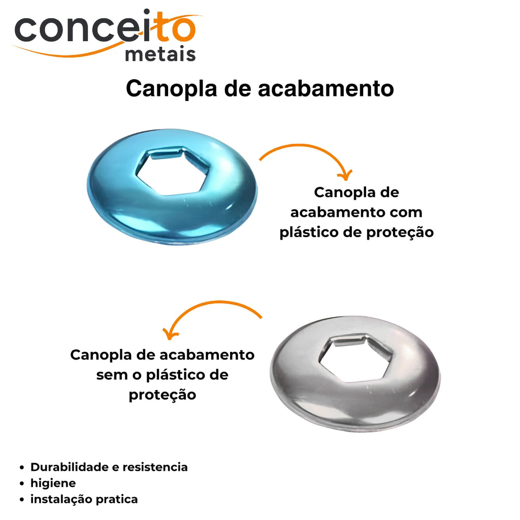 Mangueira engate flexível metal cromado 60cm ducha - 13015: canopla de acabamento