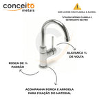 Torneira para lavatório bica móvel 1/4 de volta alavanca - 13016: detalhes e fixação