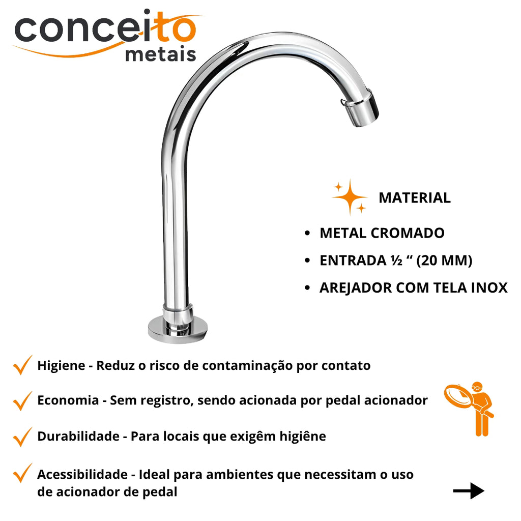 Bica para acionador lavatório de luxo 26cm - 13091: material e vantagens