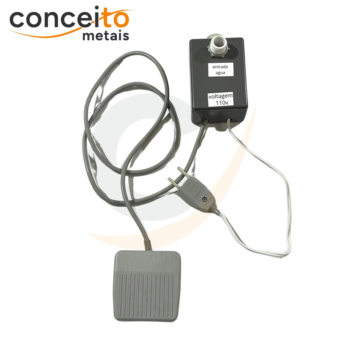 Kit acionador de pedal elétrico 110V com torneira bica alta móvel - 13115: itens do kit