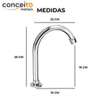 Kit acionador de pedal elétrico 220V com torneira bica alta móvel - 13116: medidas