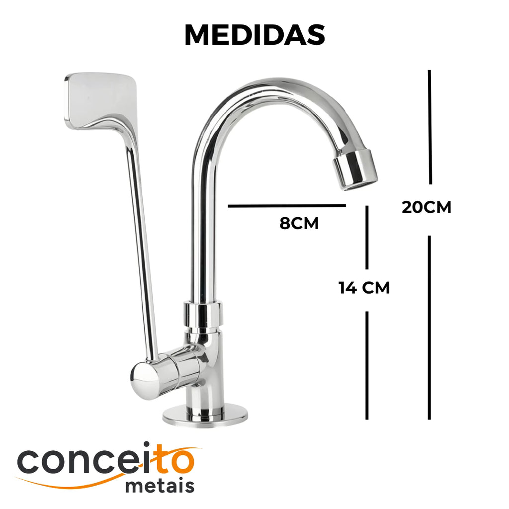 Torneira clínica alavanca especial metal bica móvel de mesa 1/4 volta comp - 13152: medidas