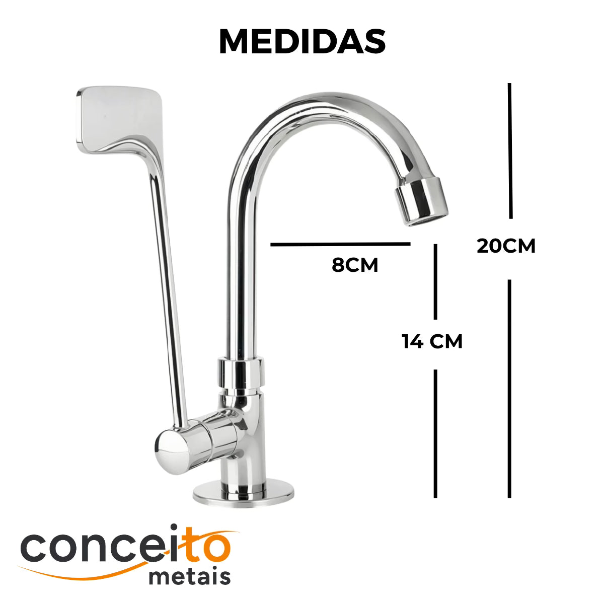 Torneira clínica alavanca especial metal bica móvel de mesa 1/4 volta comp - 13152: medidas