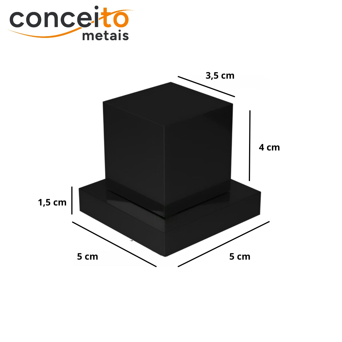 Acabamento quadrado preto fosco 3/4 para base Deca - 13210: medidas