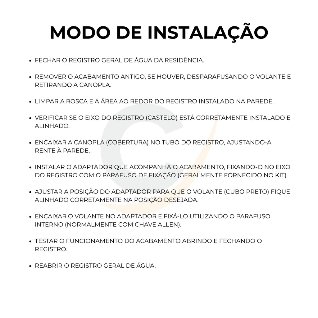 Acabamento quadrado preto fosco 3/4 para base Deca - 13210: modo de instalação