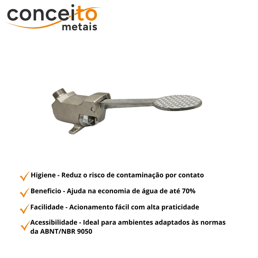 Acionador de pedal mecânico metal para torneira - 13215: benefícios: higiene, facilidade e acessibilidade