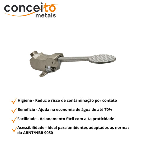 Acionador de pedal mecânico metal para torneira - 13215: benefícios: higiene, facilidade e acessibilidade