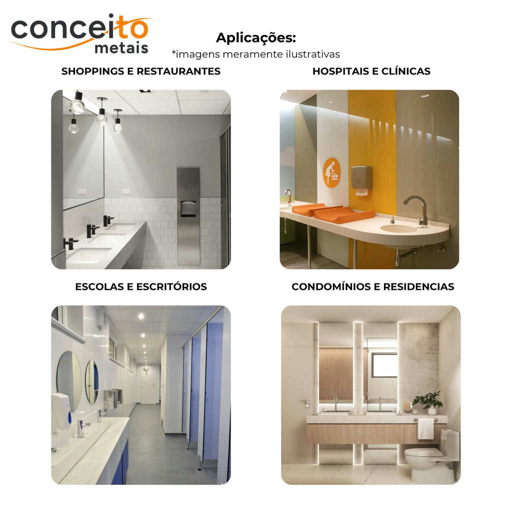 Porta papel higiênico com trava 400m inox escovado com porta cadeado - 13235: aplicações em shoppings, hospitais, escolas e condomínios