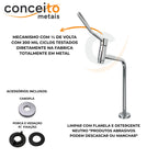 Torneira clínica de mesa 16cm 45° em metal reforçado - 13244: mecanismo e acessórios inclusos