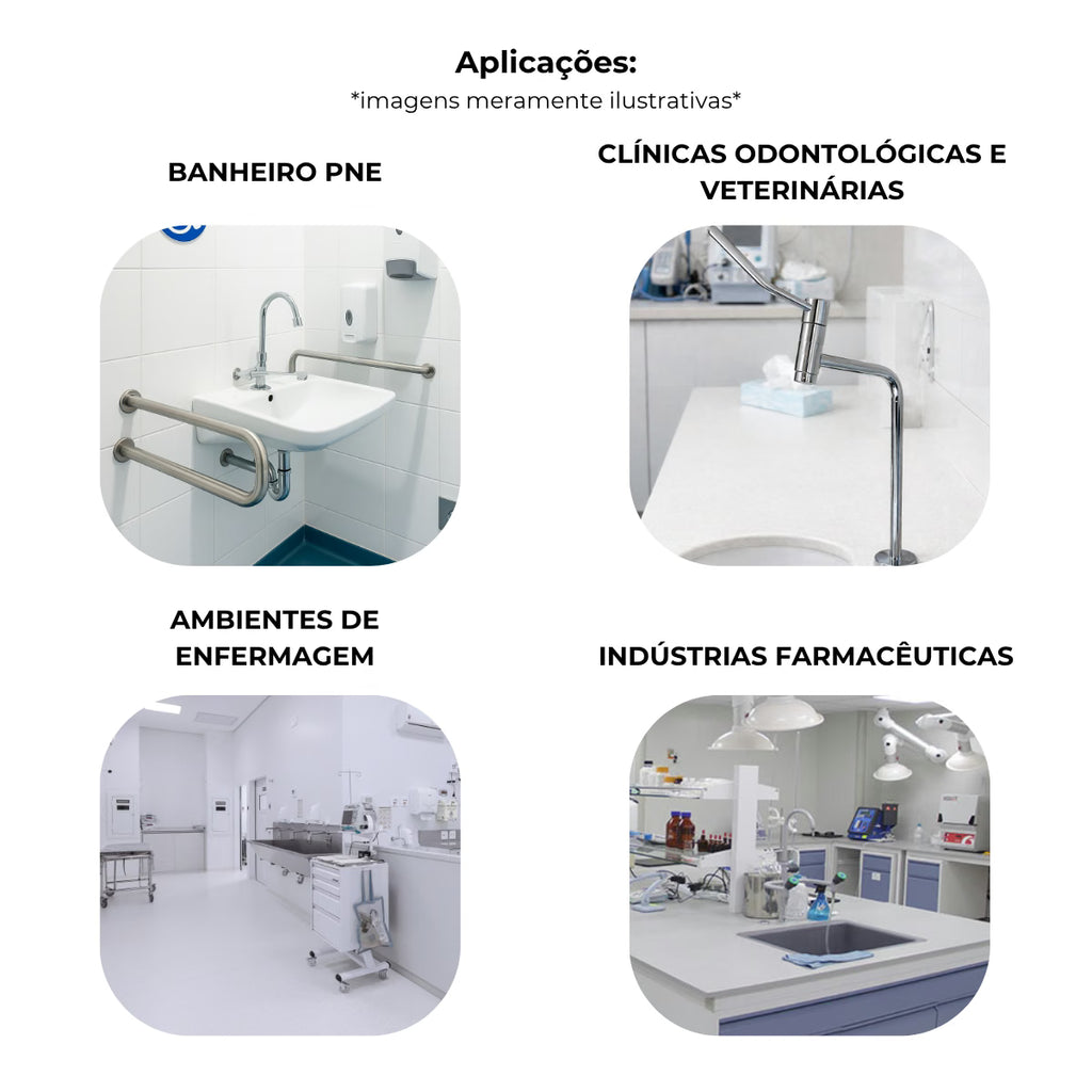 Torneira clínica de mesa 16cm 45° em metal reforçado - 13244: aplicações