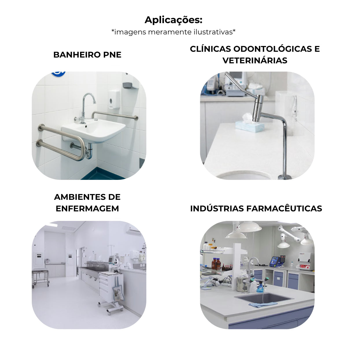 Torneira clínica de mesa 16cm 45° em metal reforçado - 13244: aplicações