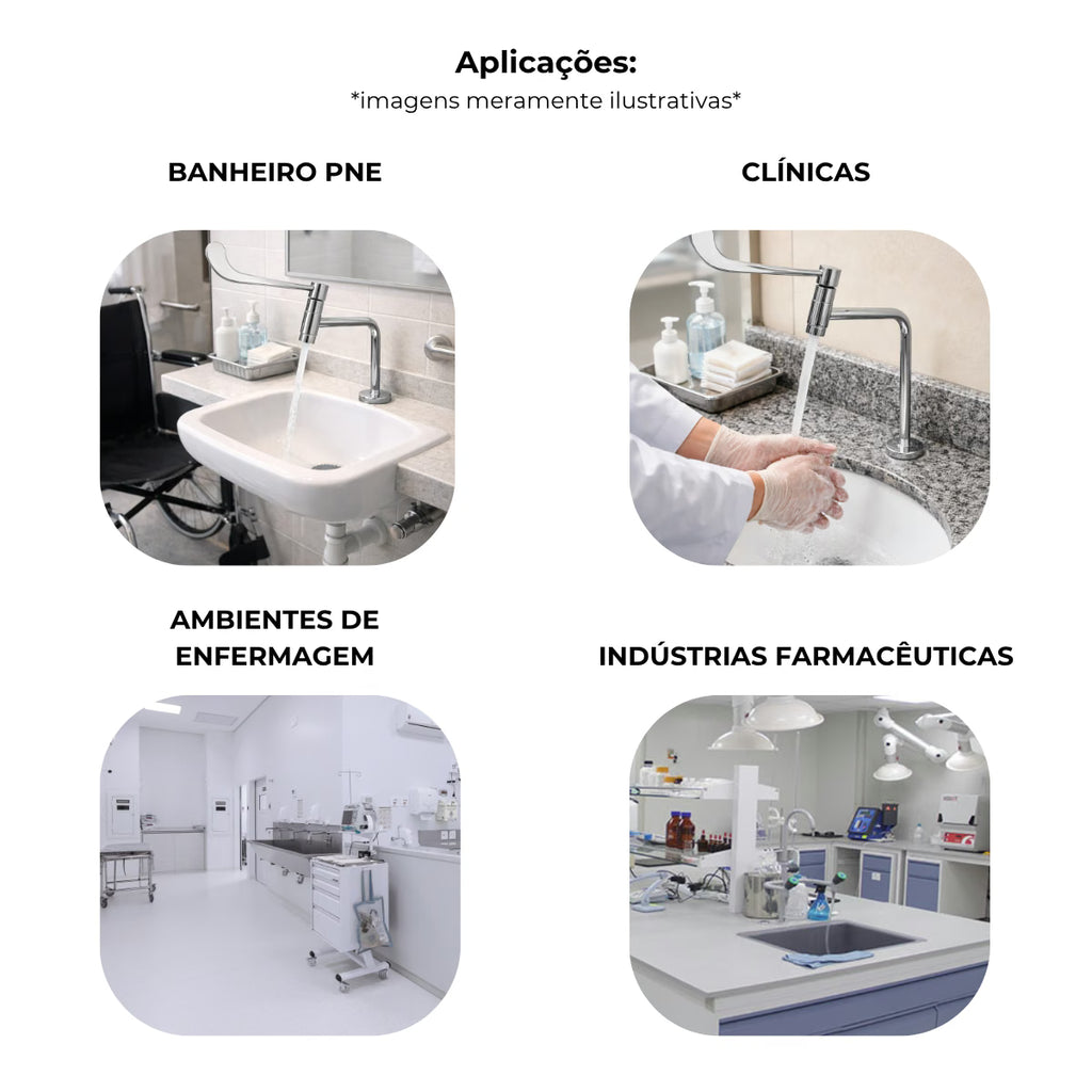 Torneira clínica de mesa alavanca clínica 27cm 45° em metal reforçado - 13245: aplicações