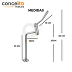 Torneira clínica de mesa 27cm 45° em metal reforçado - 13249: medidas