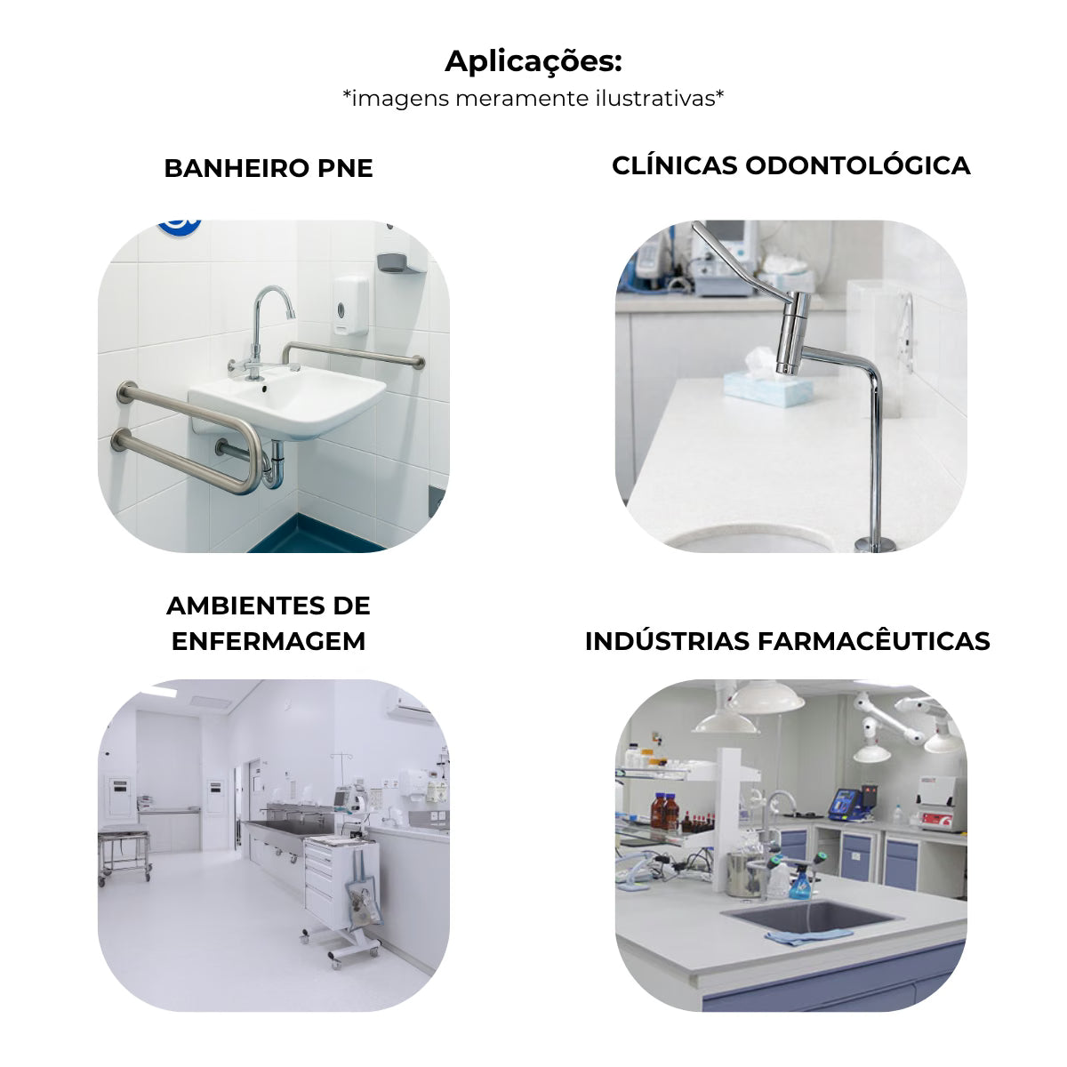 Torneira clínica de mesa 27cm 45° em metal reforçado - 13249: aplicações