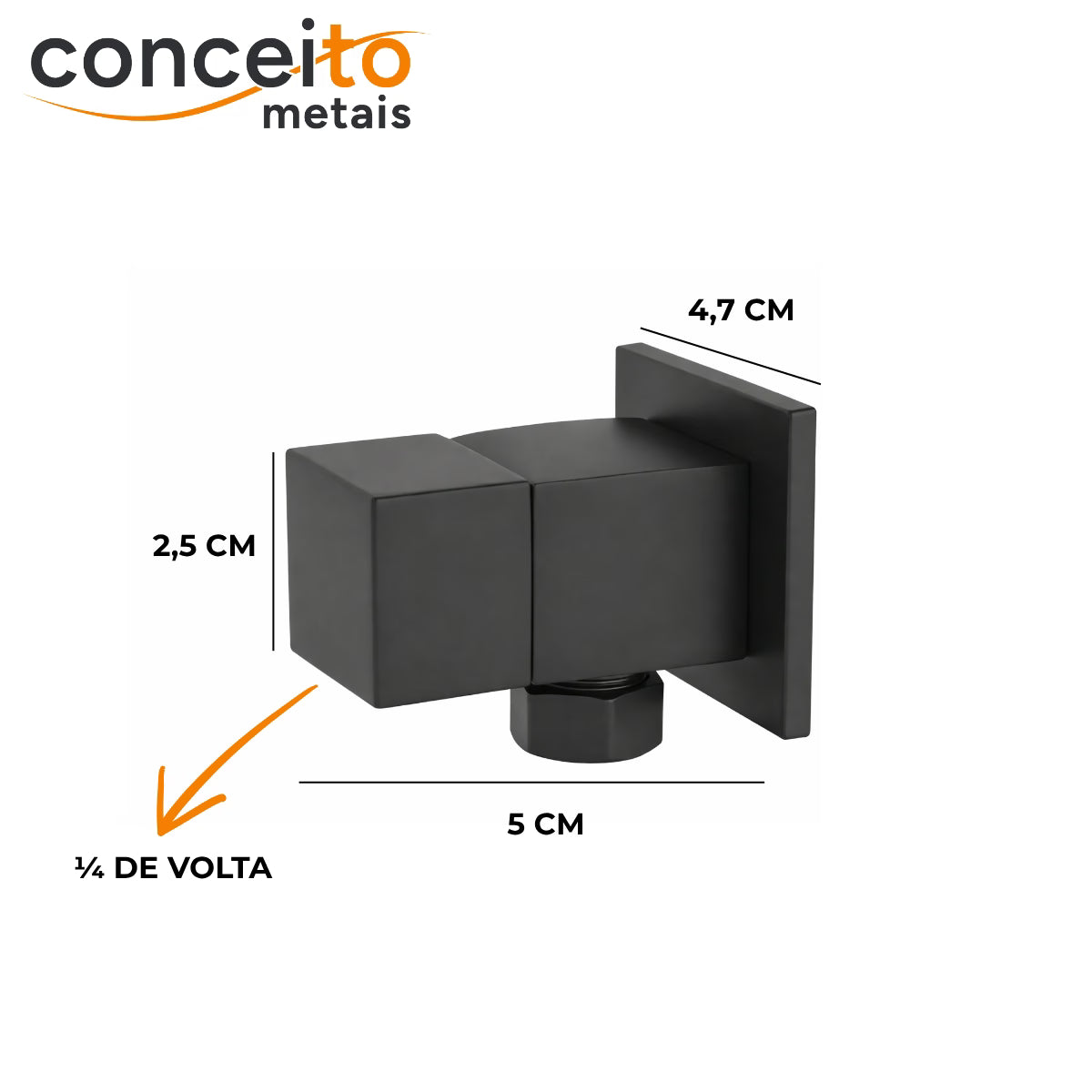 Ducha higiênica quadrado completa preto fosco black matte - 13281: medidas do registro