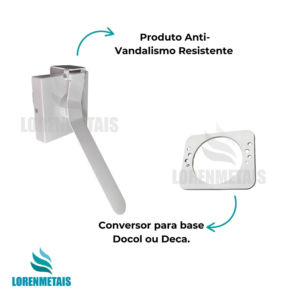 Acabamento PNE branco para descarga com conversor para base Docol ou Deca - 13566 - Conceito Metais (foto 3)