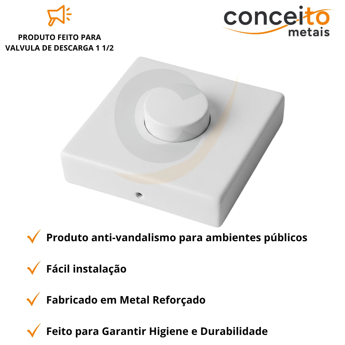 Acabamento branco para descarga com conversor para base Docol ou Deca - 13570 - Conceito Metais (foto 2)