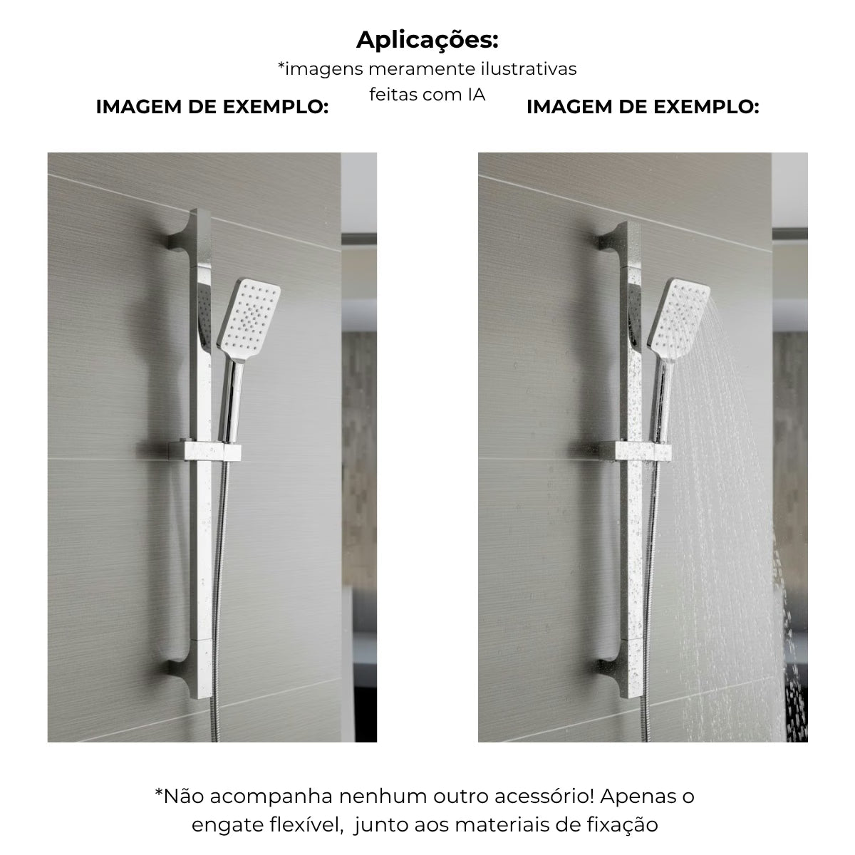 Ducha com barra deslizante cromada 60cm - 13608: aplicações