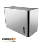 Toalheiro dispenser fabricado em aço inox brilhante para papel interfolhado - 13682