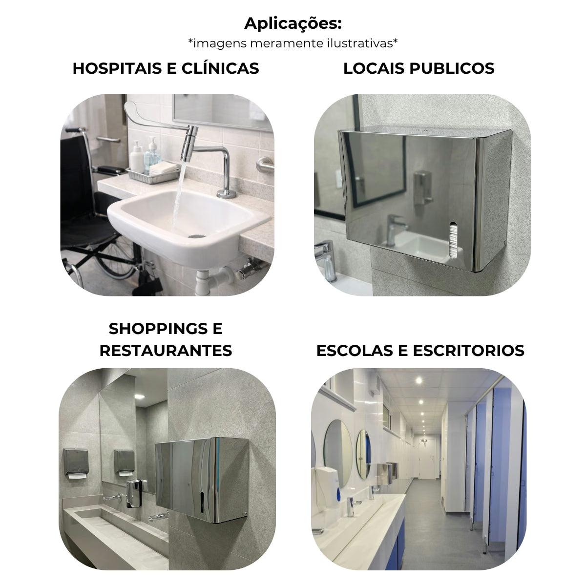Toalheiro dispenser fabricado em aço inox brilhante para papel interfolhado - 13682: aplicações