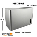 Toalheiro dispenser fabricado em aço inox escovado para papel interfolhado - 13683: medidas