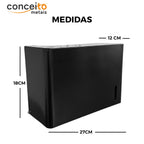 Toalheiro dispenser fabricado em aço com pintura eletrostática preto interfolhado - 13685: medidas