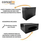 Toalheiro dispenser fabricado em aço com pintura eletrostática preto interfolhado - 13685: fixação e acessórios
