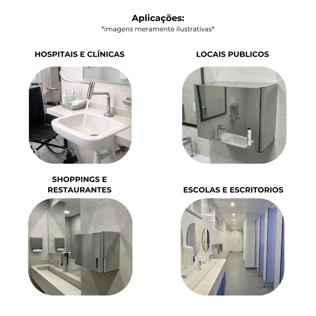 Toalheiro dispenser fabricado em aço com pintura eletrostática preto interfolhado - 13685: aplicações