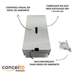 Saboneteira aço inox 304 escovado com chave reservatório 1.000 ml - 13688: detalhes