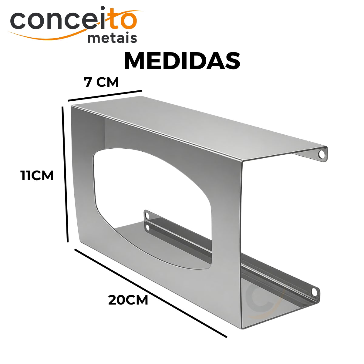 Suporte porta luvas fabricado em aço inox polido - 13689: medidas 20 x 11 x 7 cm