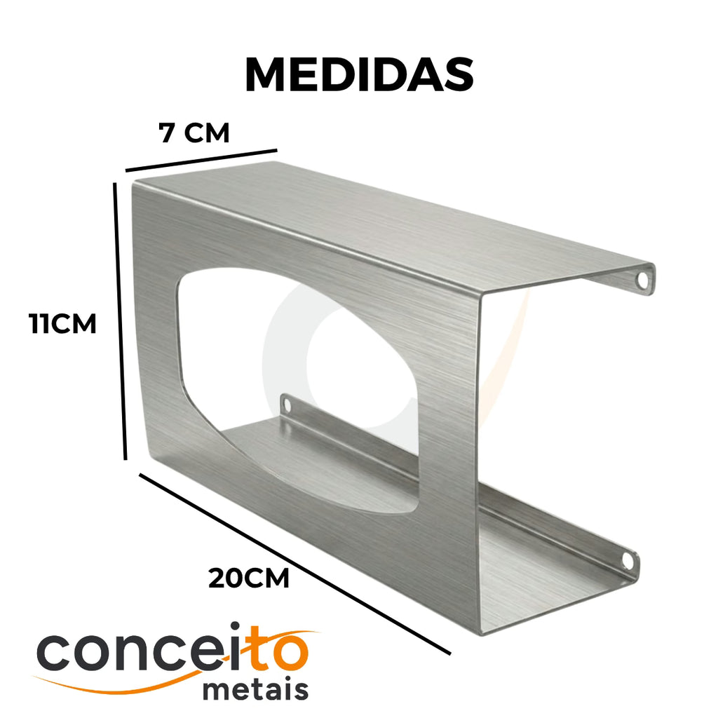 Suporte porta luvas fabricado em aço inox escovado - 13690: medidas