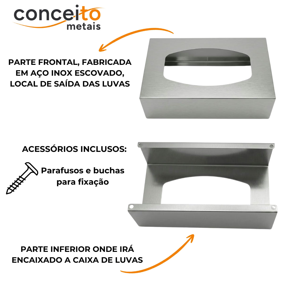 Suporte porta luvas fabricado em aço inox escovado - 13690: detalhes e acessórios