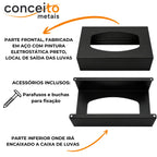 Suporte porta luvas fabricado em aço pintura eletrostática preto - 13691: detalhes da parte frontal e inferior, acessórios inclusos