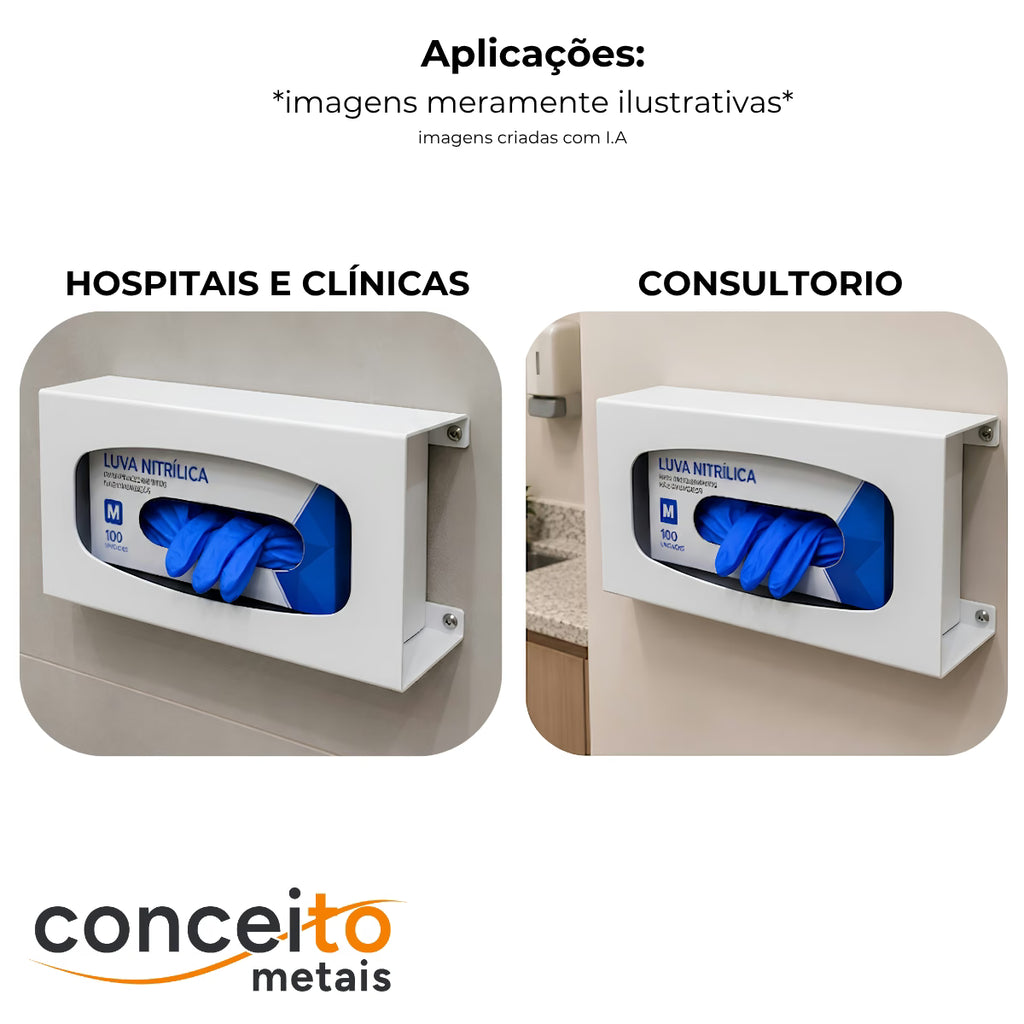 Suporte porta luvas fabricado em aço pintura eletrostática branco - 13692: aplicações em hospitais, clínicas e consultórios