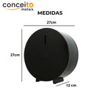 Dispenser porta rolão inox preto fosco sem porta cadeado - 13855: medidas 27 x 27 x 12 cm