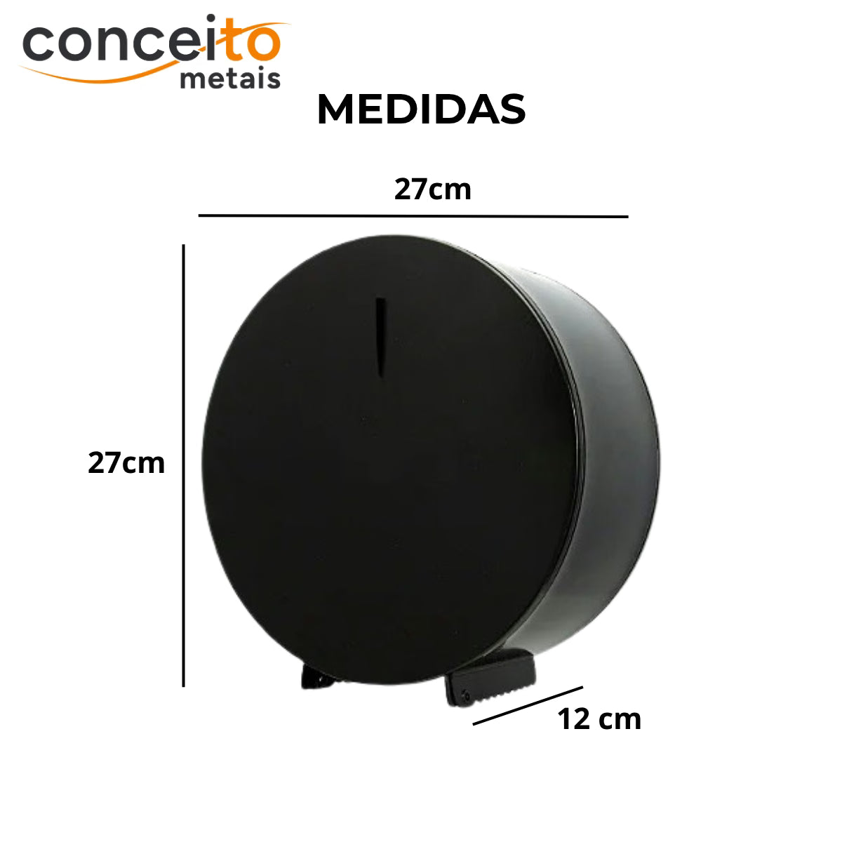 Dispenser porta rolão inox preto fosco sem porta cadeado - 13855: medidas 27 x 27 x 12 cm