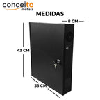 Gabinete rack caixa de distribuição metálico parede organizador padrão preto - 13990: medidas 43 x 35 x 8 cm
