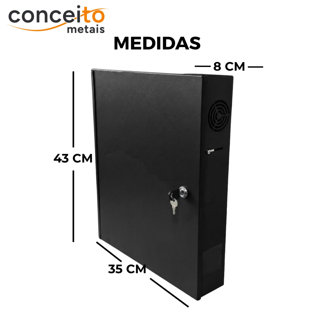 Gabinete rack caixa de distribuição metálico parede organizador padrão preto - 13990: medidas 43 x 35 x 8 cm