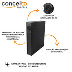 Gabinete rack caixa de distribuição metálico parede organizador padrão preto - 13990: detalhes: aço com pintura eletrostática e saída de ar