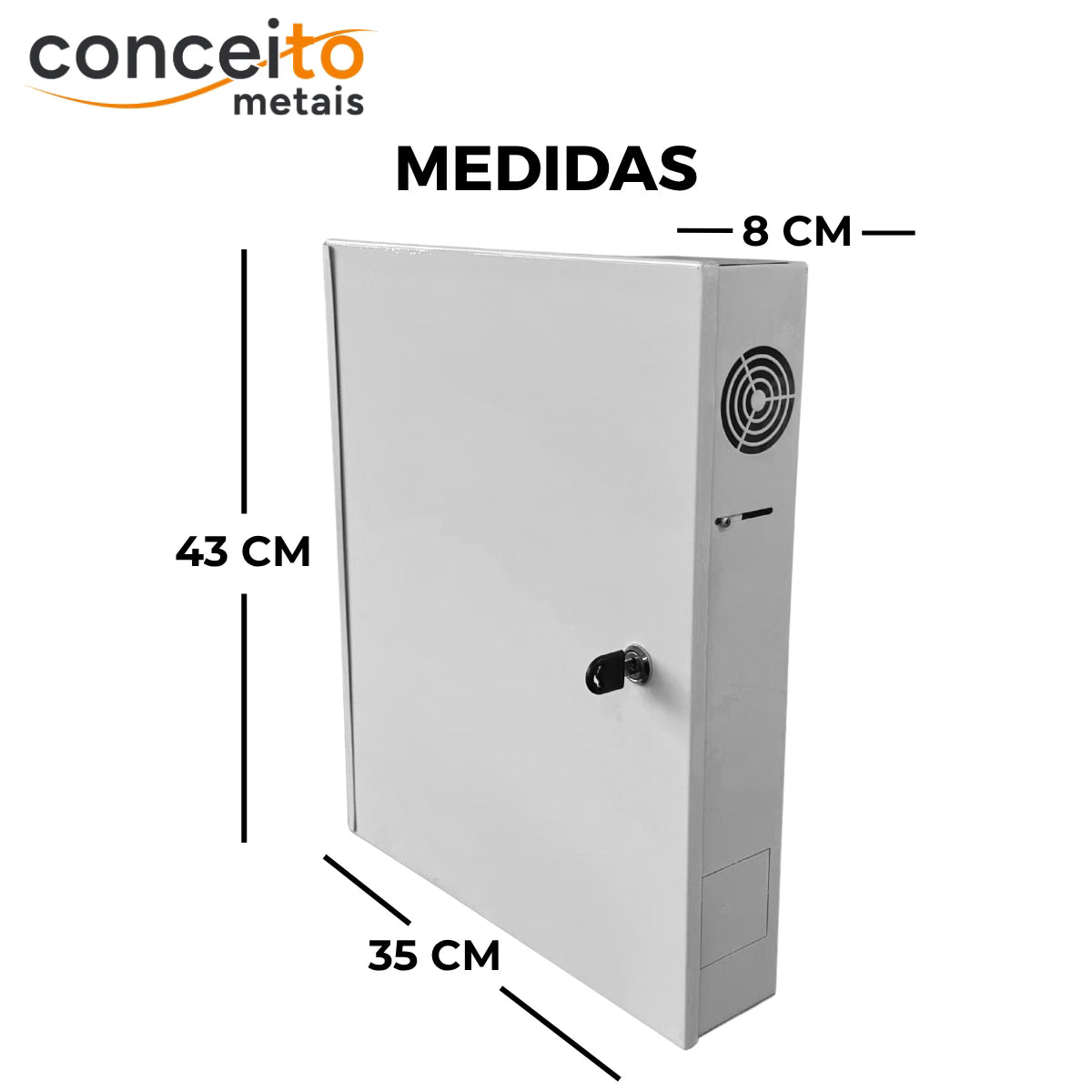Gabinete rack caixa de distribuição metálico parede organizador padrão branco - 13995: medidas