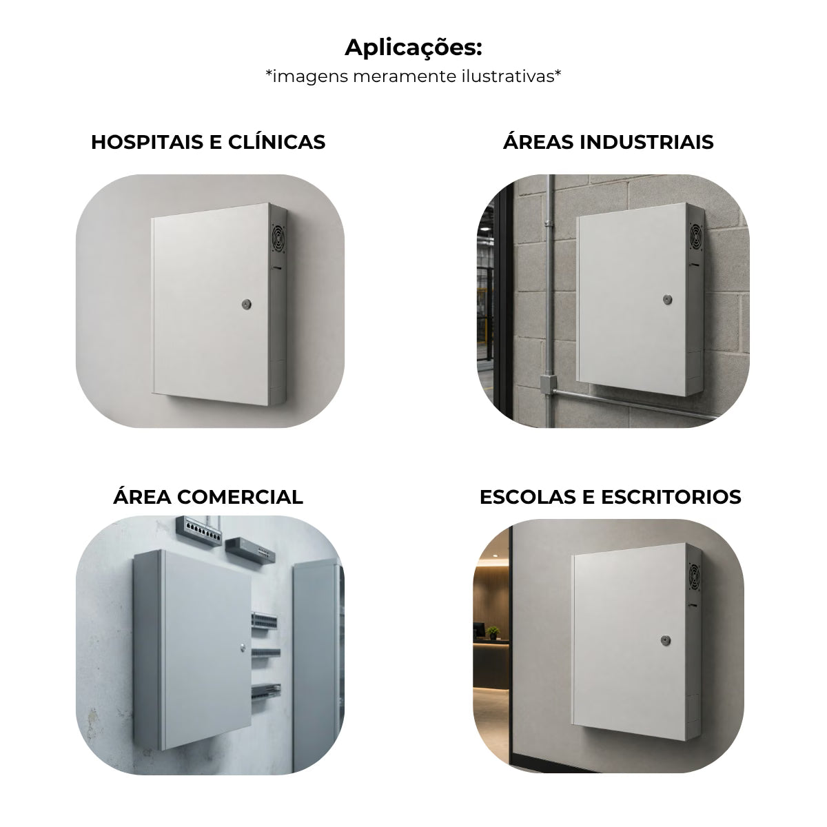 Gabinete rack caixa de distribuição metálico parede organizador padrão branco - 13995: aplicações