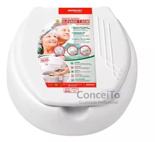 Assento sanitário elevado para deficientes físicos com 7,5cm de altura - 15001 - Conceito Metais