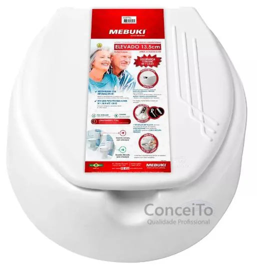 Assento sanitário elevado para deficientes físicos com 13,5cm de altura - 15002 - Conceito Metais