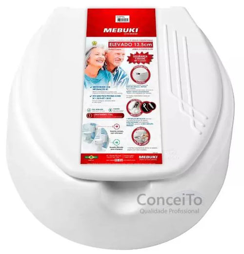 Assento sanitário elevado para deficientes físicos com 13,5cm de altura - 15002 - Conceito Metais