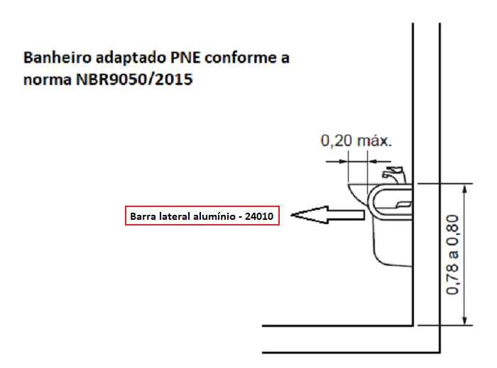 Barra de apoio em alumínio lateral para lavatório - 19002 - Conceito Metais (foto 3)