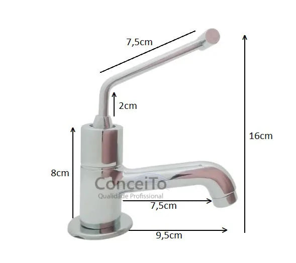 Torneira automática deficiente PNE bico anti furto NBR9050 altura 12 cm - 19021 - Conceito Metais (foto 2)