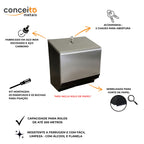Dispenser de papel toalha bobina 200 m em aço carbono e inox escovado - 20000 (foto 4)